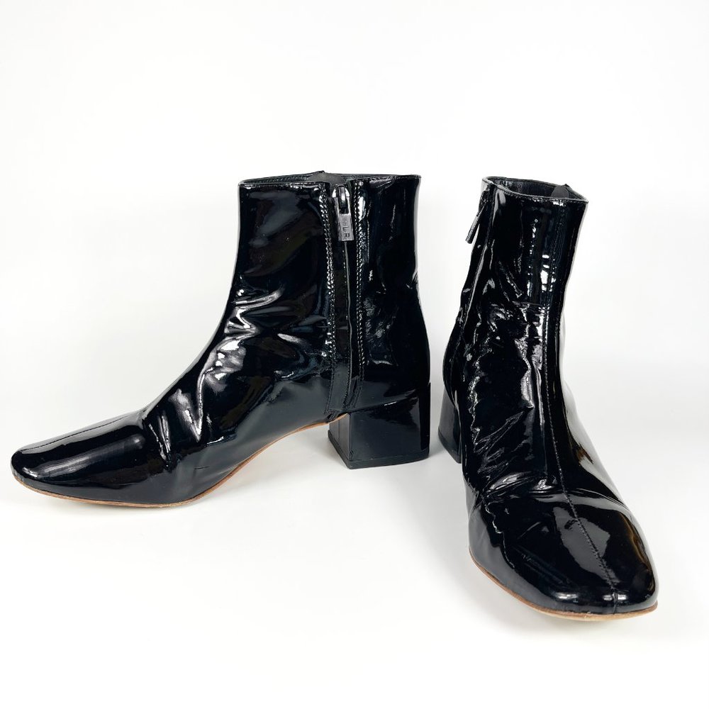 LOEFFLER RANDALL Super Supple Patent Leather Boots with Covered Zipper Size 8